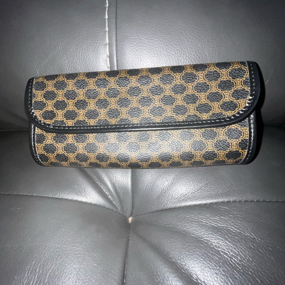 Celine Coated Canvas Black Macadam Clutch Pouch